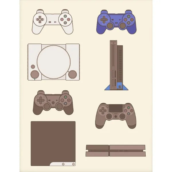 Póster Evolución de Consolas y Gamepads - Cuadro Retro Gamer