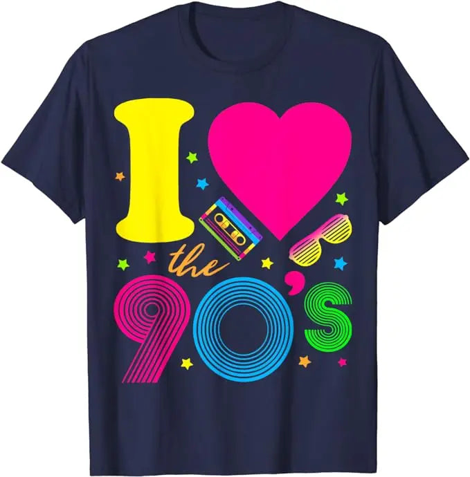 1990's 90s T-Shirt I Heart The Nineties Shirts Retro Style Cute Graphic Outfits Saying Tee Y2k Tops Aunt Mama Birthday Gifts