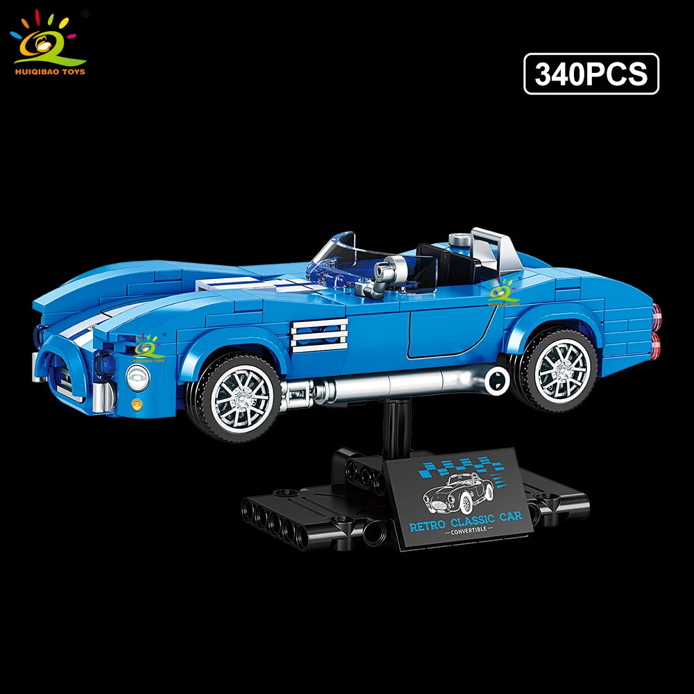 Auto Deportivo Vintage MOC con Exhibidor - Bloques Retro