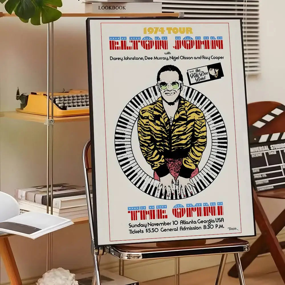 Póster Artístico Elton John - Cuadro Canvas Retro Música Pop