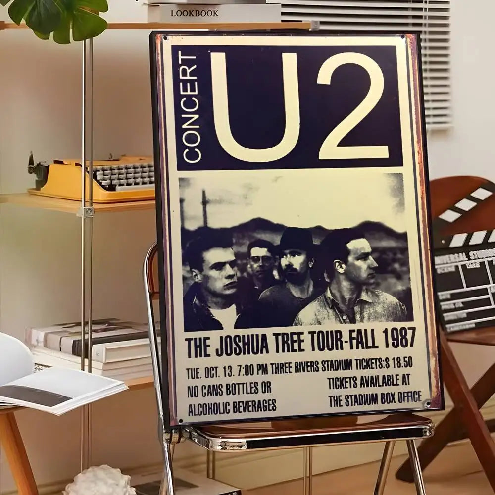 Póster Artístico U2 - Cuadro Canvas Rock Band Retro