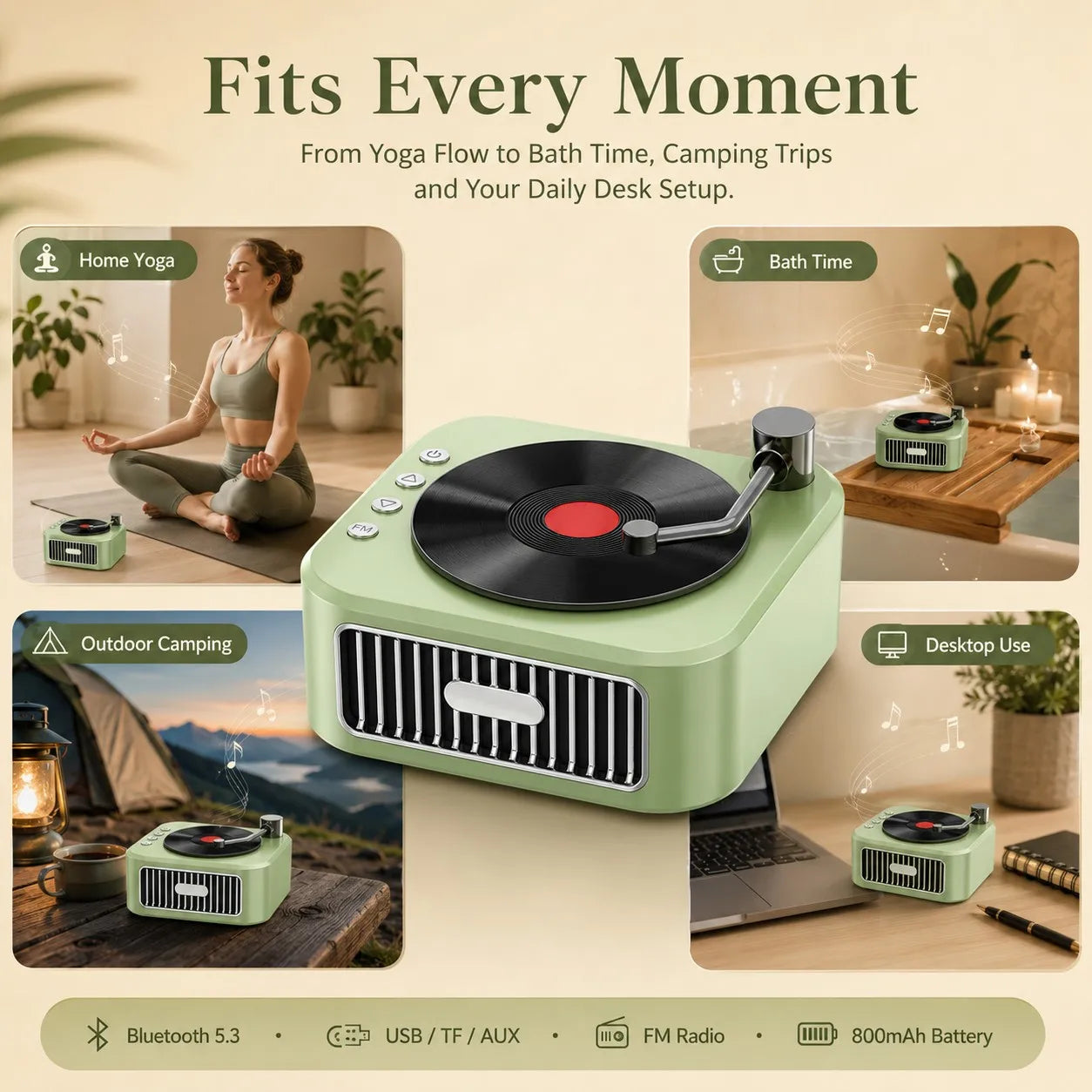 Hichomeow Mini Retro Bluetooth Speaker 5.3, Vintage FM Radio, TF Card USB AUX, Compact Speaker for Home Desk Gift