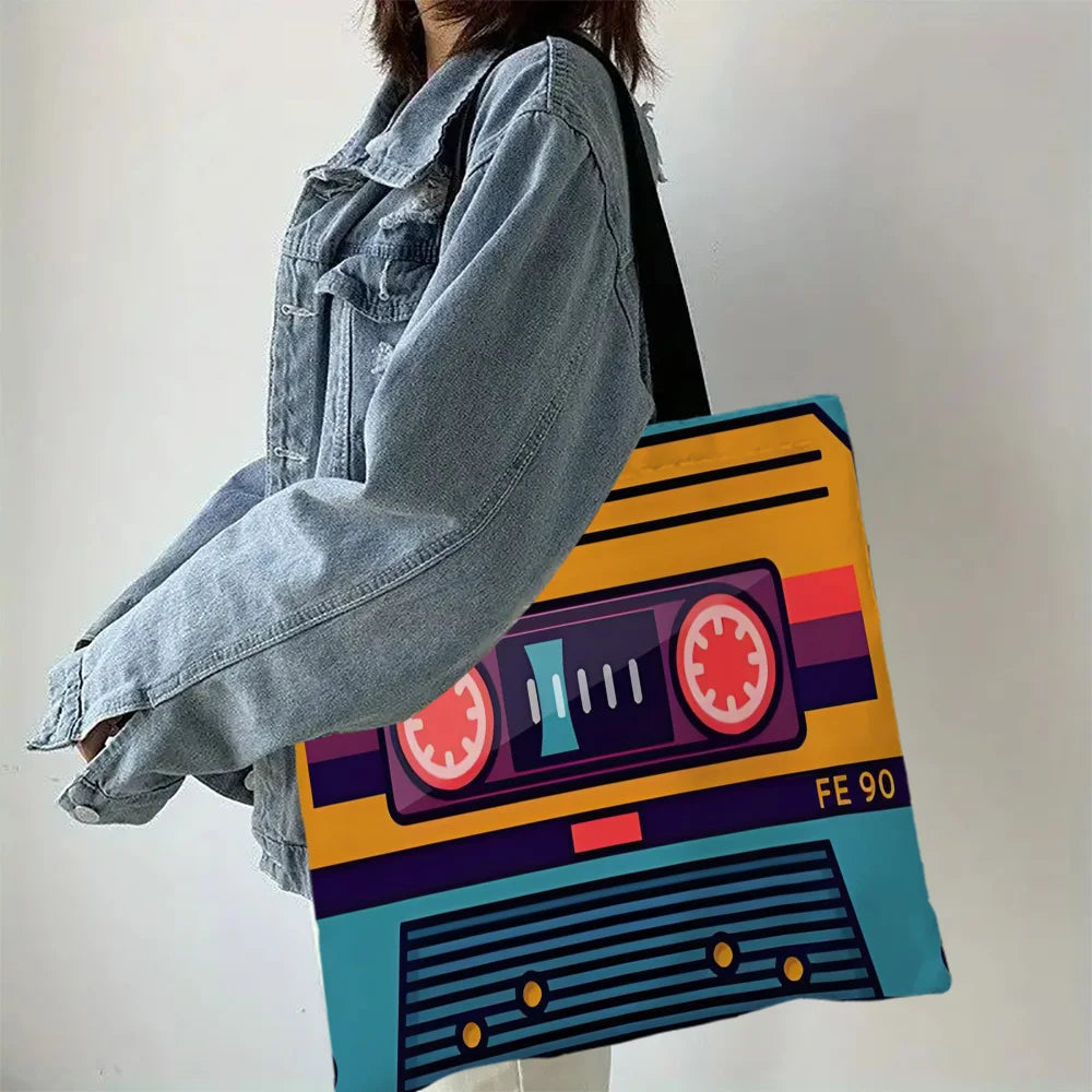 Bolso Tote Retro Cassette - Bolsa Grande Vintage