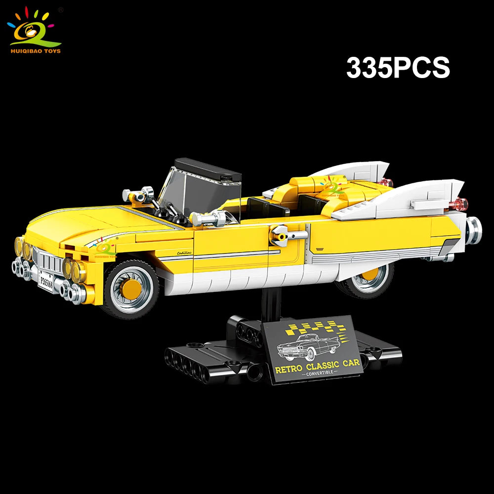 Auto Deportivo Vintage MOC con Exhibidor - Bloques Retro