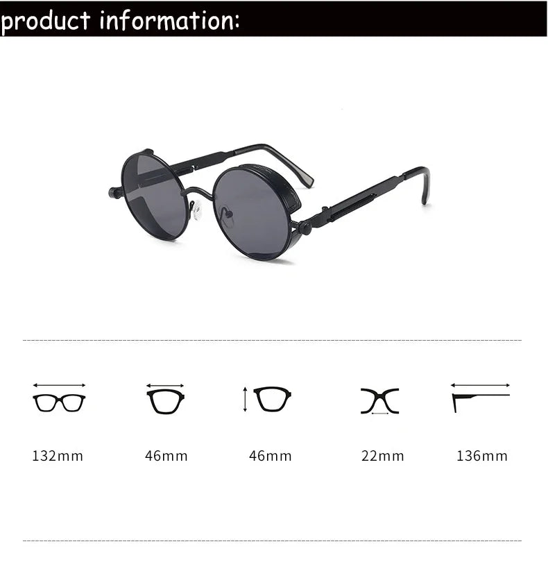 Gafas de Sol Steampunk Redondas Metal - Estilo Retro Industrial
