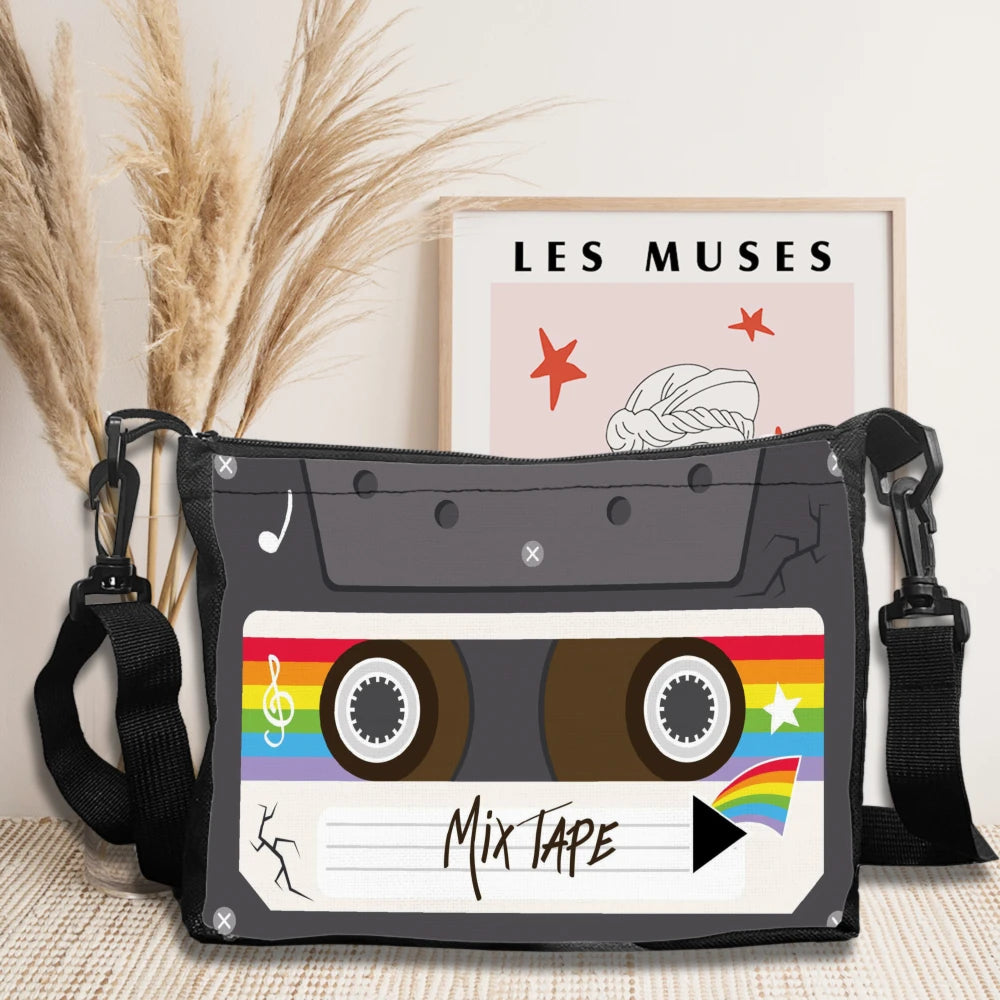 Bolso Bandolera Retro Cassette - Diseño Geométrico Vintage Unisex