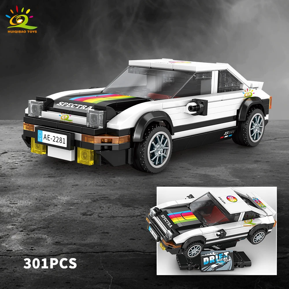 Auto Clásico Retro MOC con Exhibidor - Bloques de Construcción