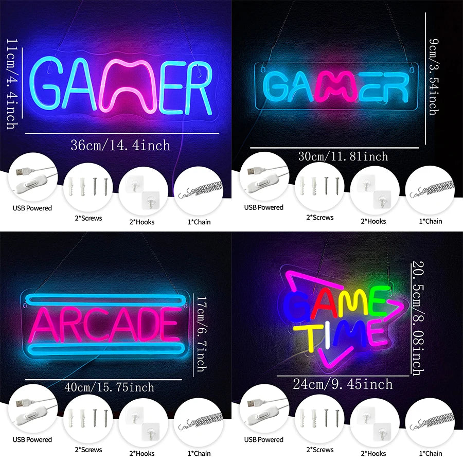 Letrero Neón LED Gamepad - Decoración Gamer Control Retro
