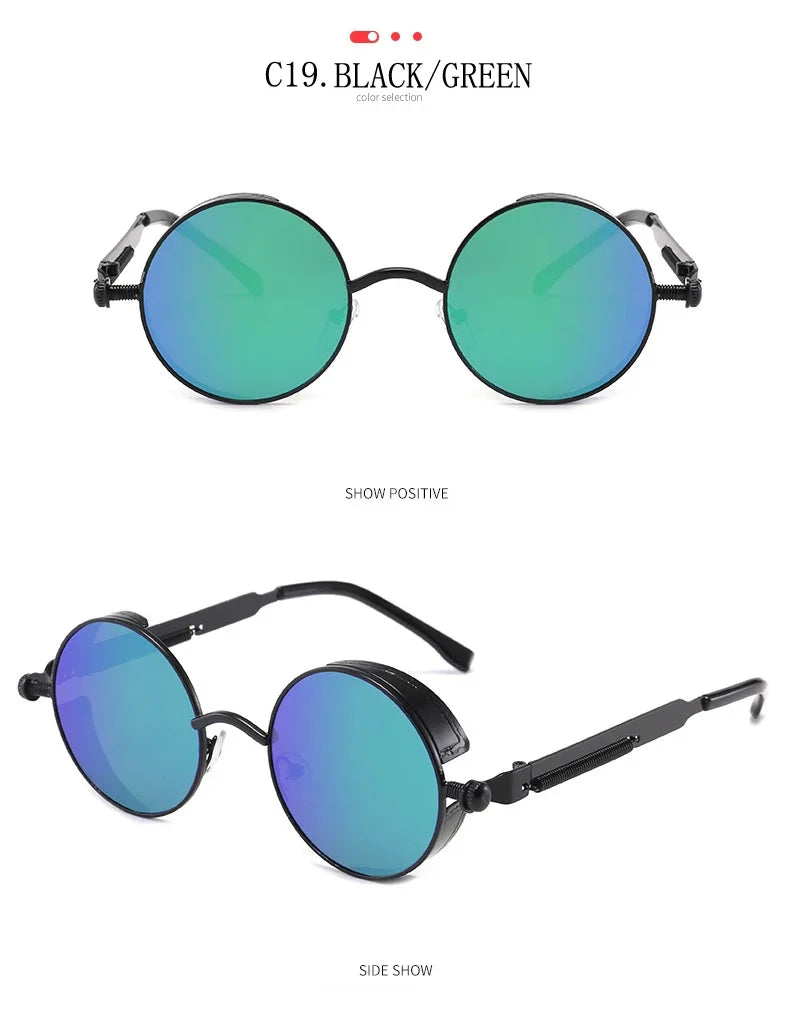 Gafas de Sol Steampunk Redondas Metal - Estilo Retro Industrial