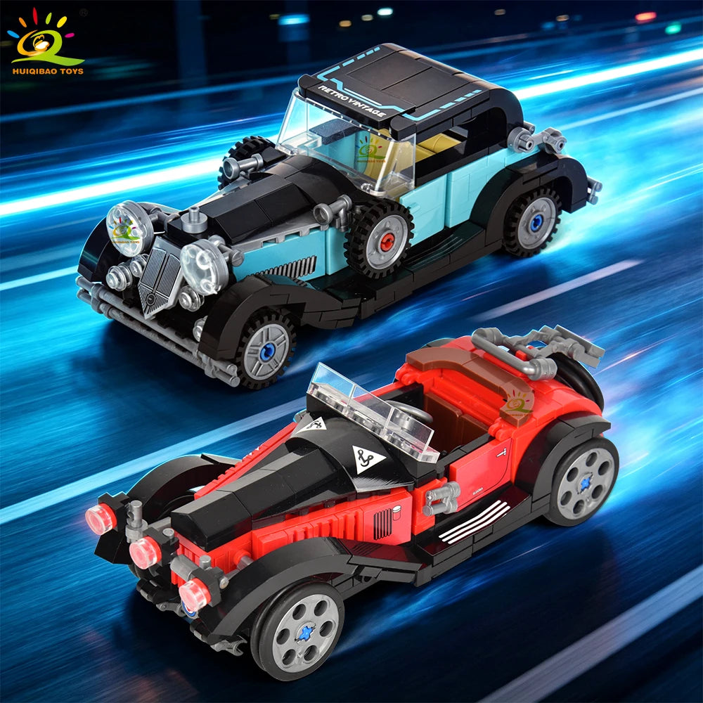 Auto Deportivo Retro MOC con Exhibidor - Bloques de Construcción