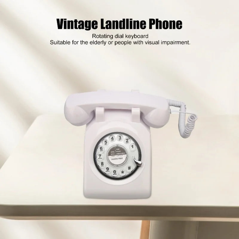 Retro Rotating Phone Old Fashioned Vintage Landline Phone With Mechanical Ringer Speaker For Household Office Hotel