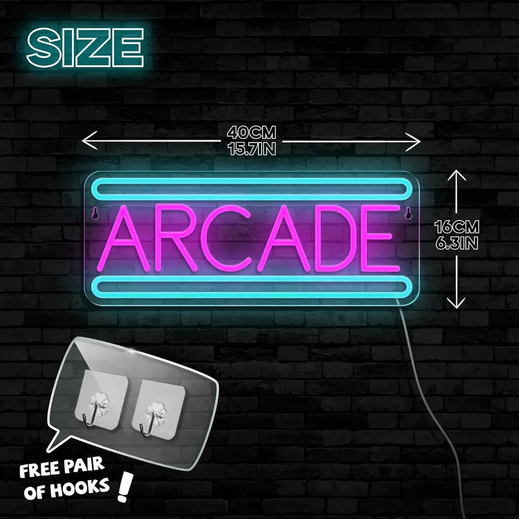 Letrero LED Neón Arcade Retro - Luz Decorativa Game Room Vintage