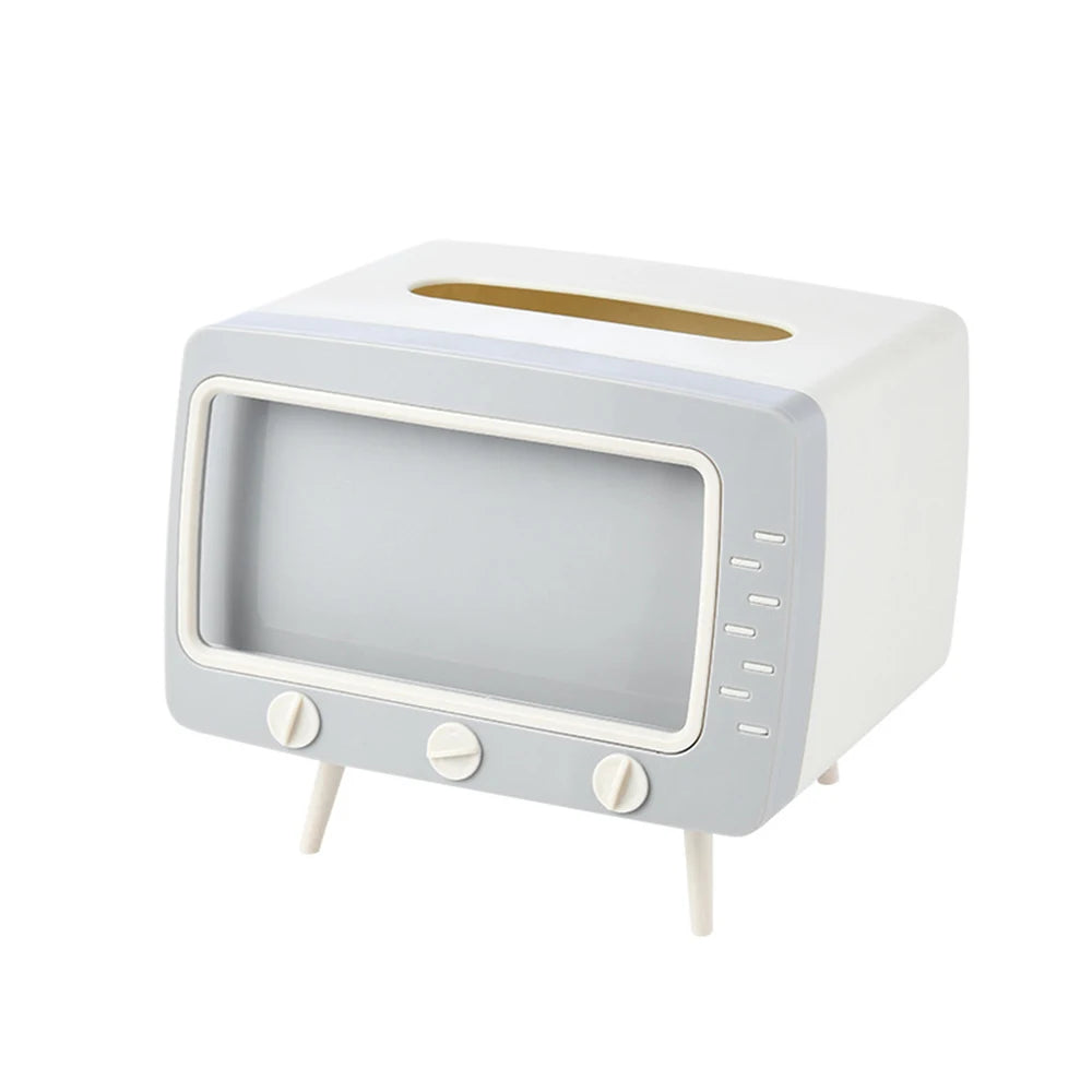 New TV Tissue Box Fun Cute Multi Functional Square Tissue Box Smartphone Phone Holder  for Living Room Night Stand Creative Gift