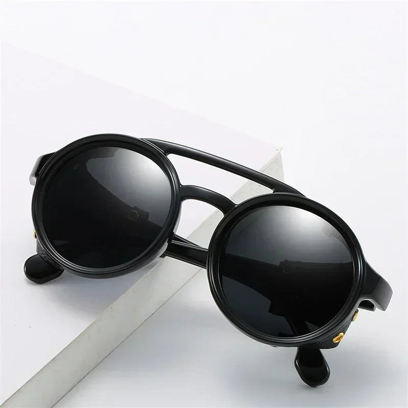 Gafas de Sol Steampunk con Protección Lateral Cuero - UV400 Retro