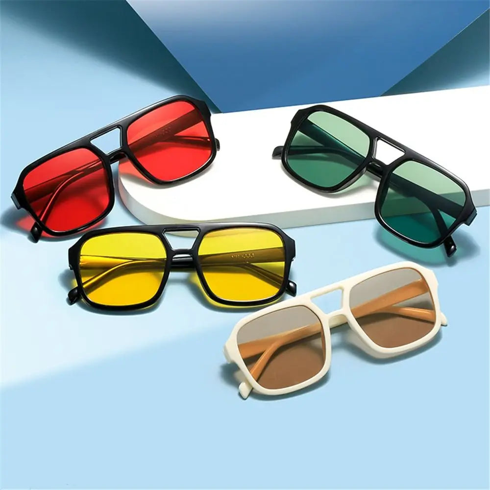 Gafas de Sol Cuadradas Aviador Retro 70s - Marco Grande Estilo Vintage