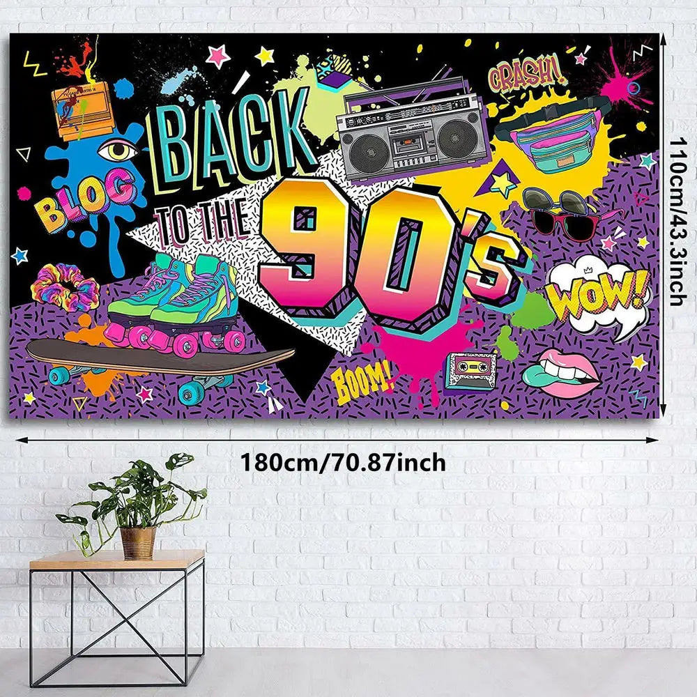 80S 90s Background Decoration Back To The 90s Backdrop Radio Skateboard Graffiti Birthday Party Background Photography Props