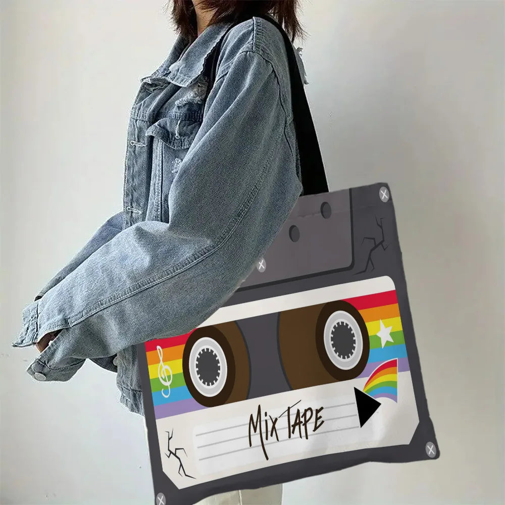 Bolso Tote Retro Cassette - Bolsa Grande Vintage