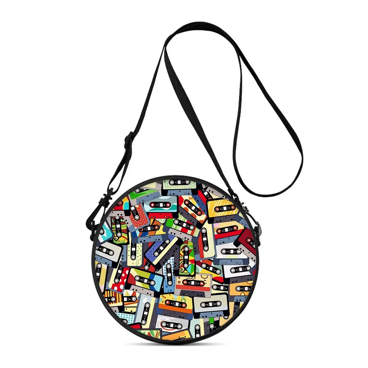 Bolso Redondo Retro Cassette - Bandolera Cruzada Vintage 2D