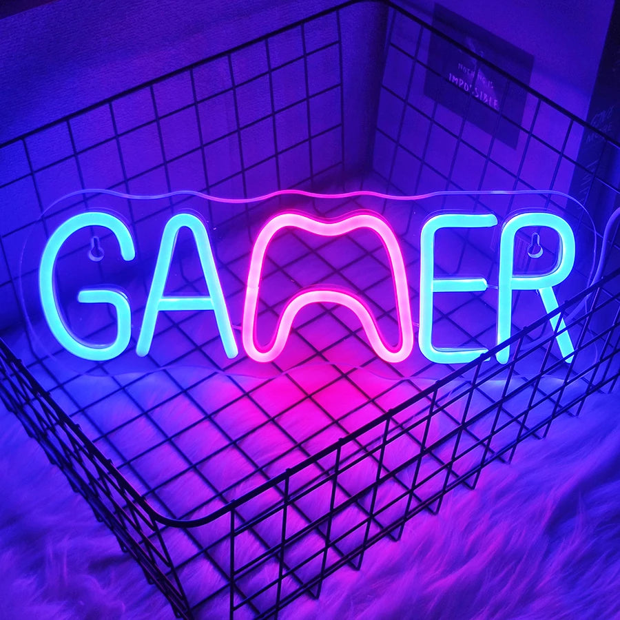 Letrero Neón LED Gamepad - Decoración Gamer Control Retro