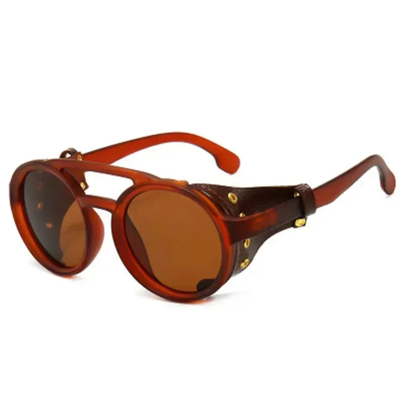 Gafas de Sol Steampunk con Protección Lateral Cuero - UV400 Retro