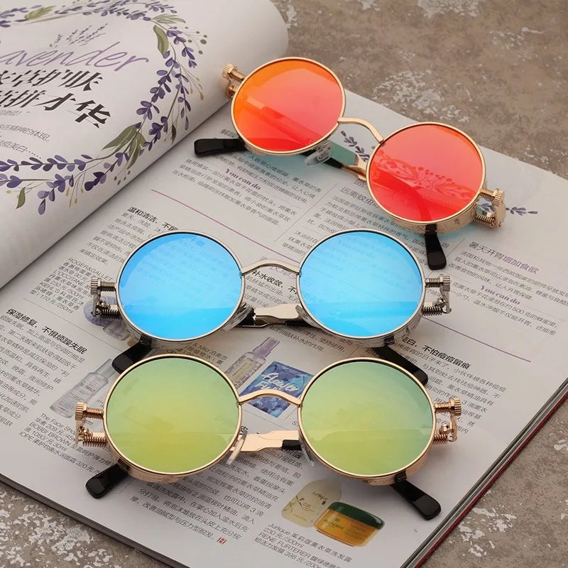 Gafas de Sol Steampunk Redondas Metal - Estilo Retro Industrial