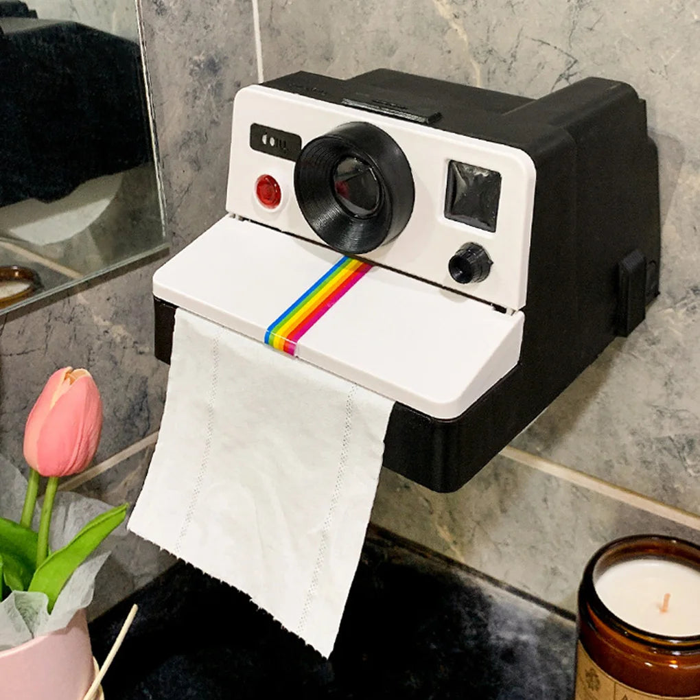 Retro Film Camera Shape Creative Tissue Boxes Bathroom Toilet Roll Paper Holder Box Home Decoration Funny DIY Prop