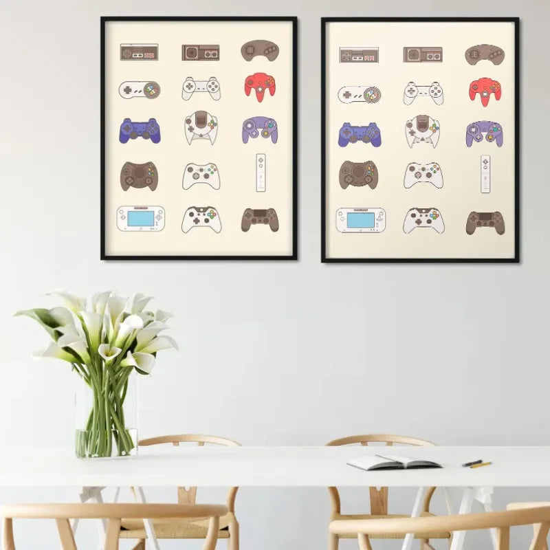 Póster Evolución de Consolas y Gamepads - Cuadro Retro Gamer