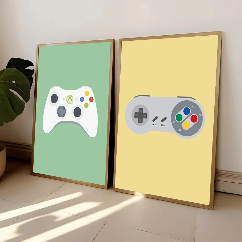Póster Controles de Videojuegos Retro - Cuadro Decorativo Gamer