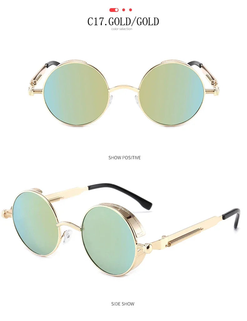 Gafas de Sol Steampunk Redondas Metal - Estilo Retro Industrial