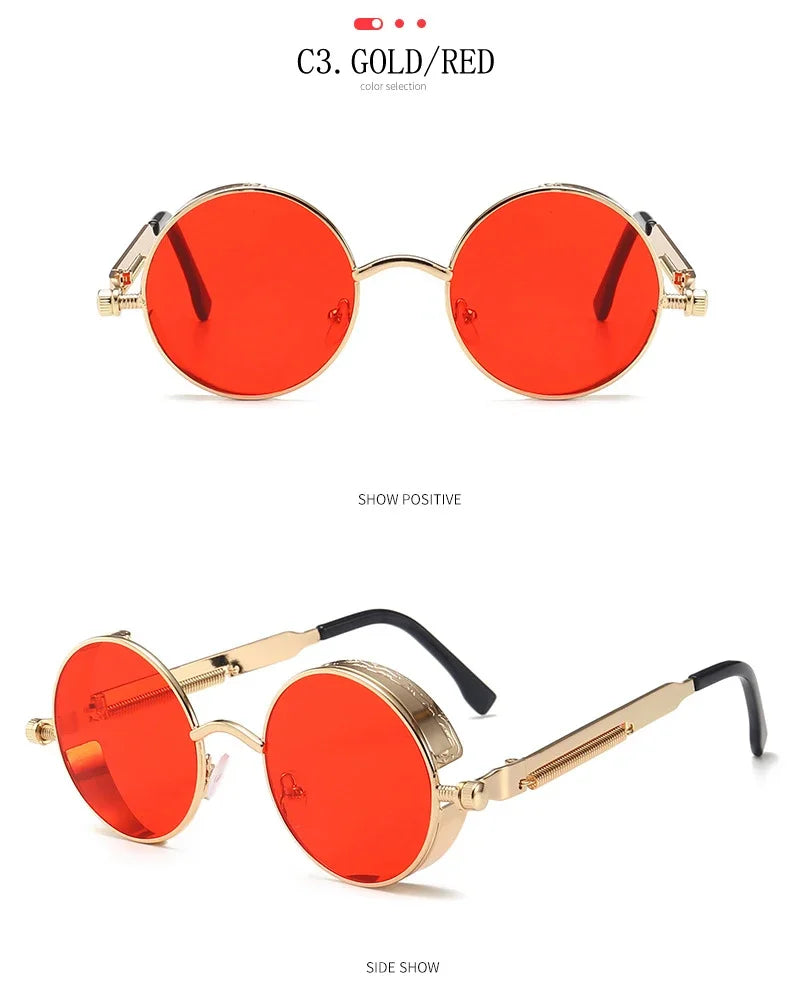 Gafas de Sol Steampunk Redondas Metal - Estilo Retro Industrial
