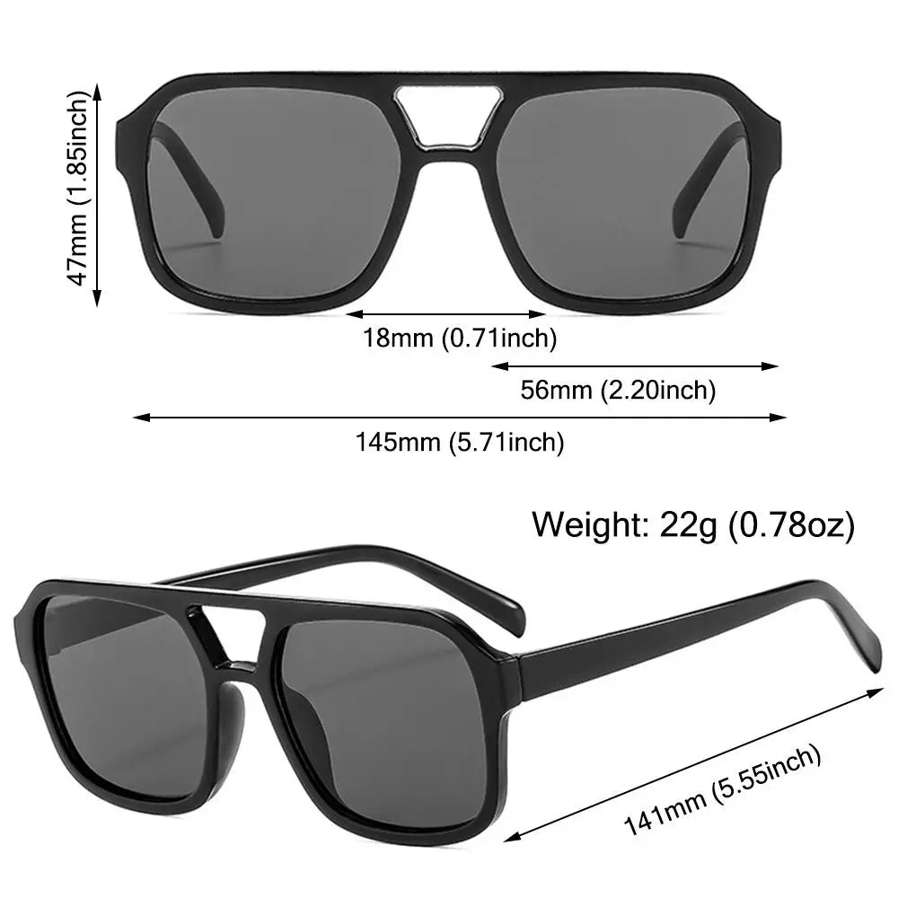 Gafas de Sol Cuadradas Aviador Retro 70s - Marco Grande Estilo Vintage