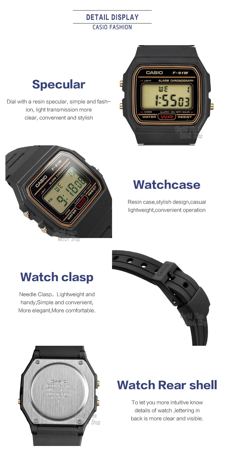 Reloj Casio F-91WG Retro Dorado - Clásico Digital Cuadrado