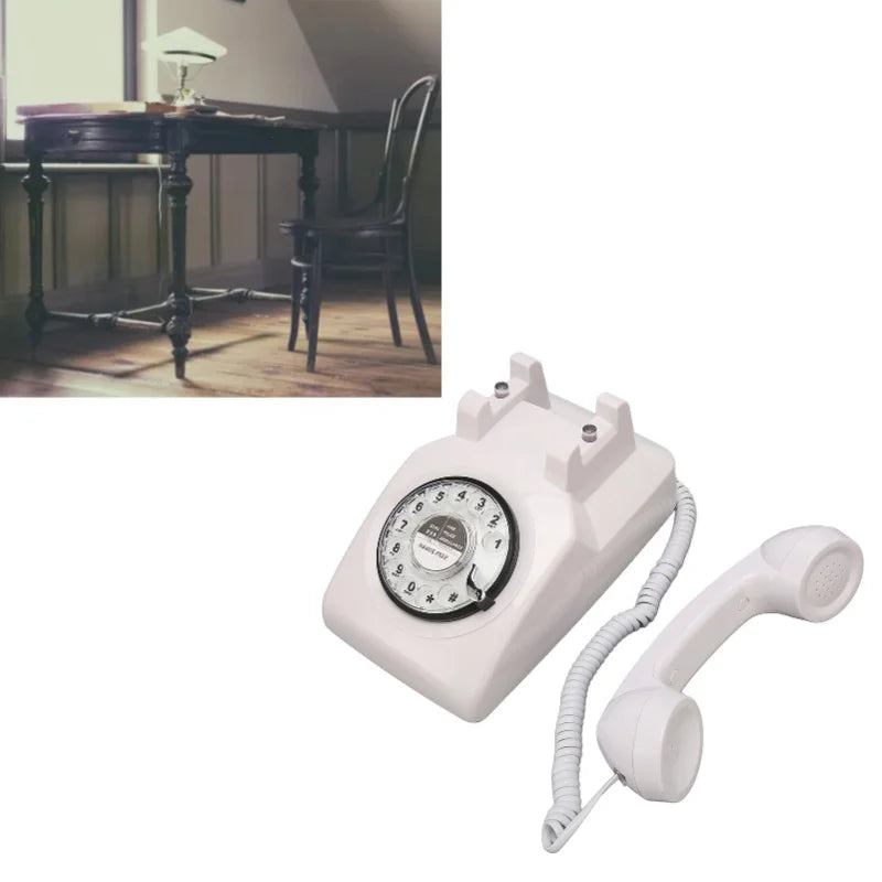 Retro Rotating Phone Old Fashioned Vintage Landline Phone With Mechanical Ringer Speaker For Household Office Hotel