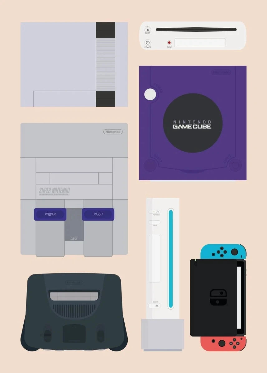 Póster Controles de Videojuegos Retro - Cuadro Decorativo Gamer