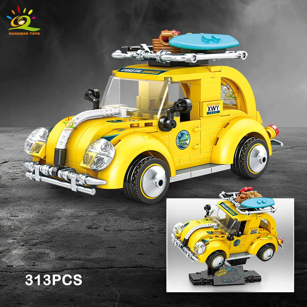 Auto Clásico Retro MOC con Exhibidor - Bloques de Construcción
