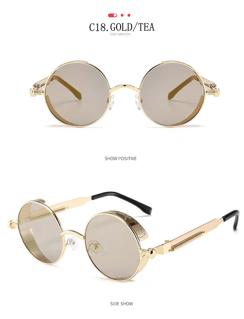 Gafas de Sol Steampunk Redondas Metal - Estilo Retro Industrial