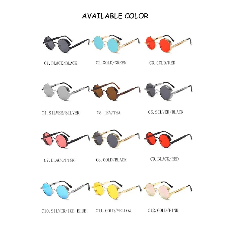 Gafas de Sol Steampunk Redondas Metal - Estilo Retro Industrial