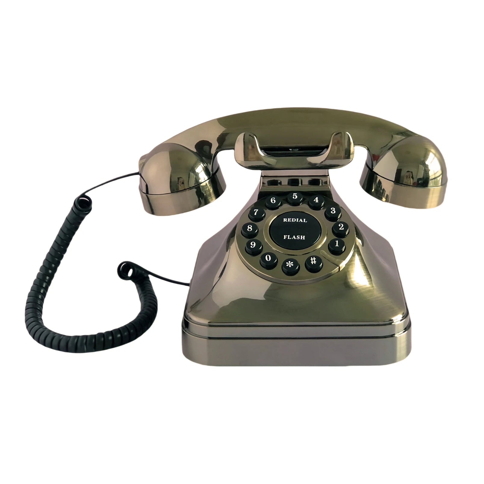 Retro Telephone, Corded Landline Phone 1980s Vintage Telephone Old Fashion Analog Senior Phone with Flash/Redial/Ringer for Home