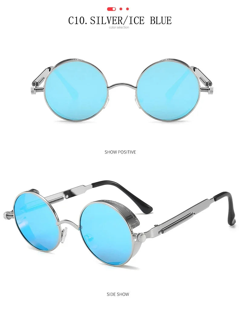 Gafas de Sol Steampunk Redondas Metal - Estilo Retro Industrial