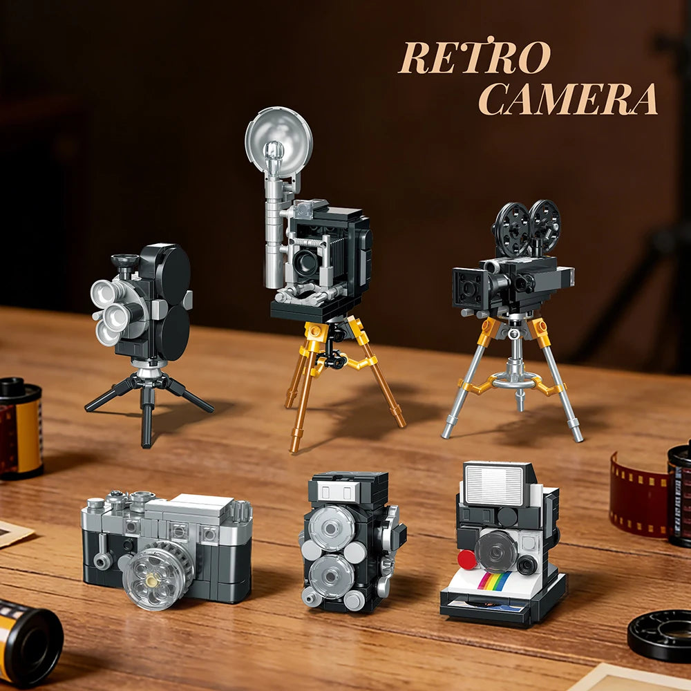 Cámara Retro Bloques 3D - Modelo Coleccionable Vintage para Armar