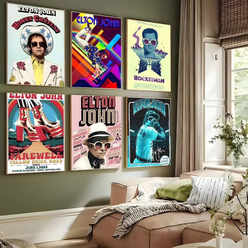 Póster Artístico Elton John - Cuadro Canvas Retro Música Pop