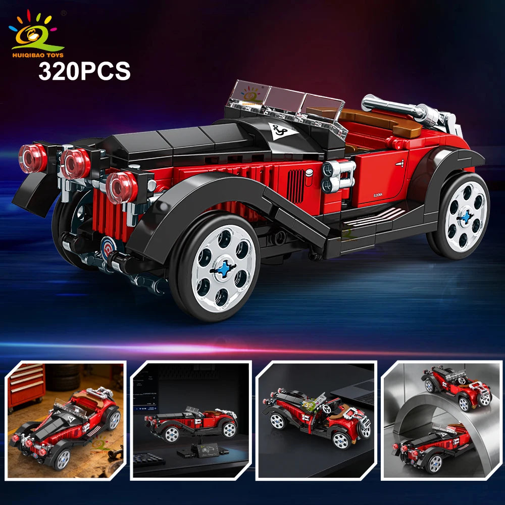 Auto Deportivo Retro MOC con Exhibidor - Bloques de Construcción