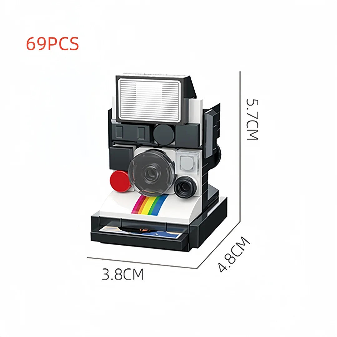 Cámara Retro Bloques 3D - Modelo Coleccionable Vintage para Armar