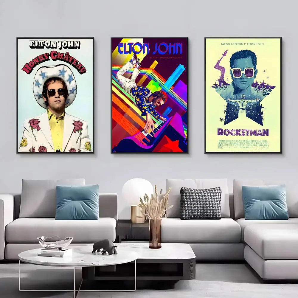Póster Artístico Elton John - Cuadro Canvas Retro Música Pop