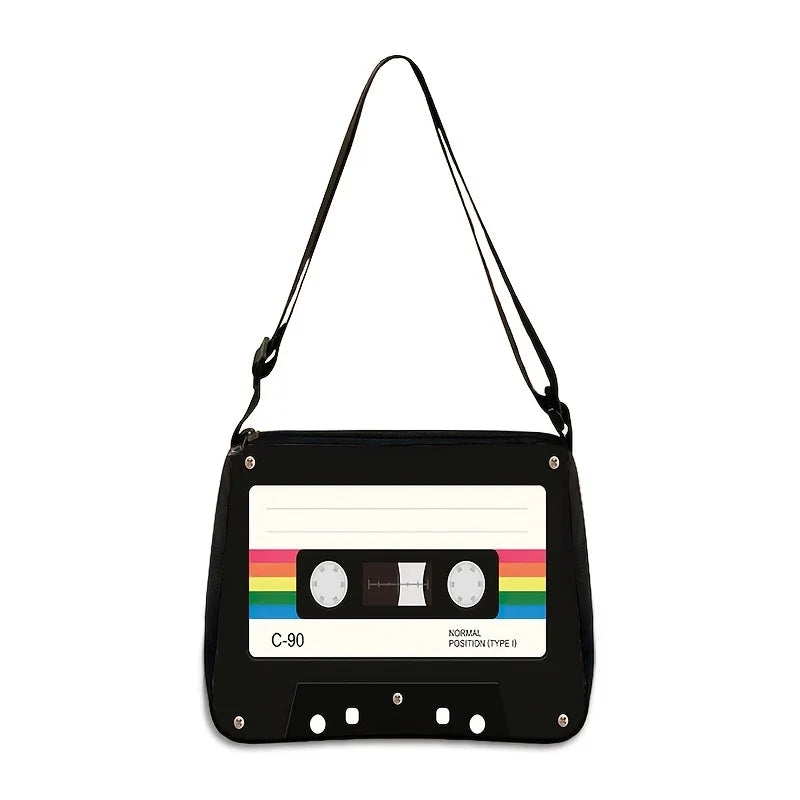 Bolso Bandolera Retro Cassette - Diseño Geométrico Vintage Unisex
