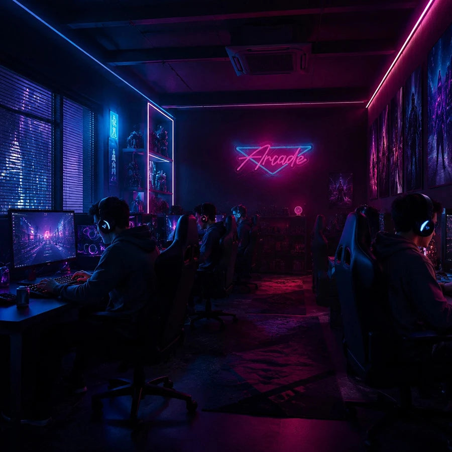 Letrero Neón LED Arcade - Decoración Gamer Retro para Pared