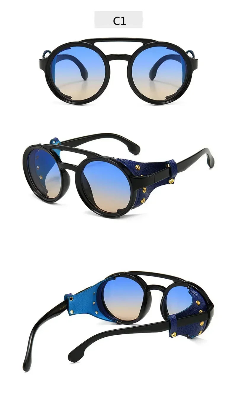 Gafas de Sol Steampunk con Protección Lateral Cuero - UV400 Retro