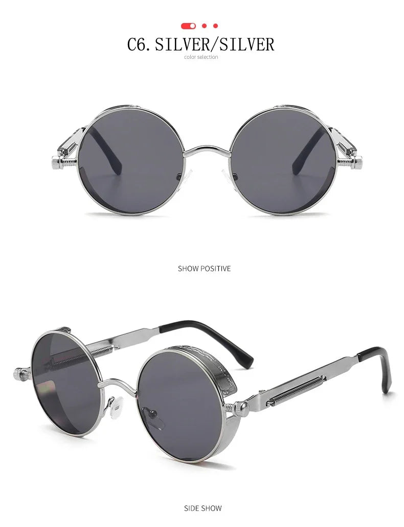Gafas de Sol Steampunk Redondas Metal - Estilo Retro Industrial