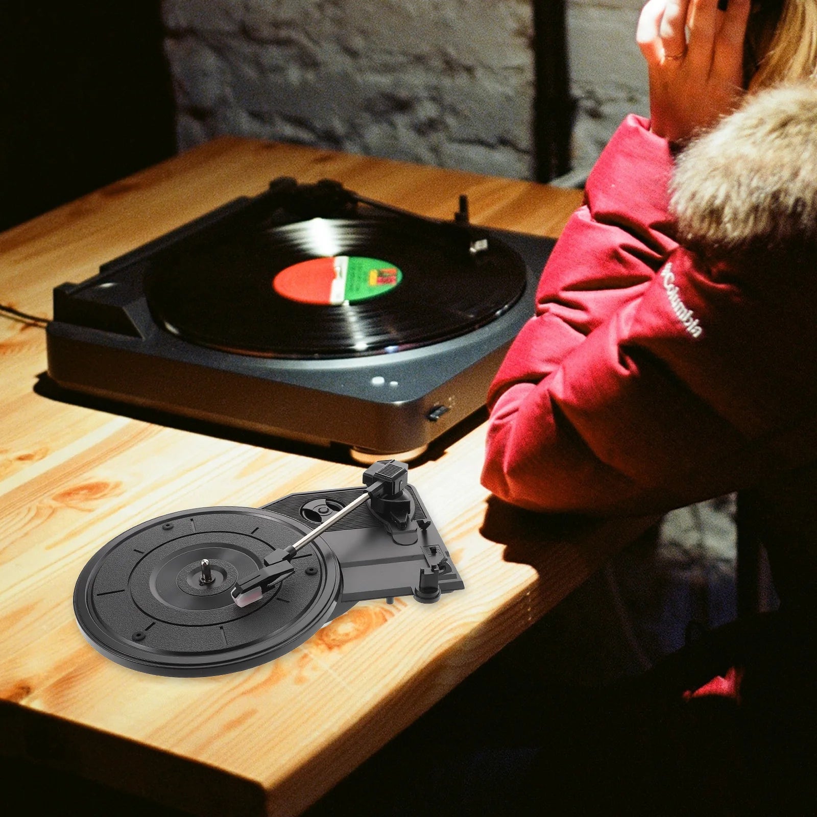 Tocadiscos Retro con Parlantes - Gramófono Vintage Decorativo