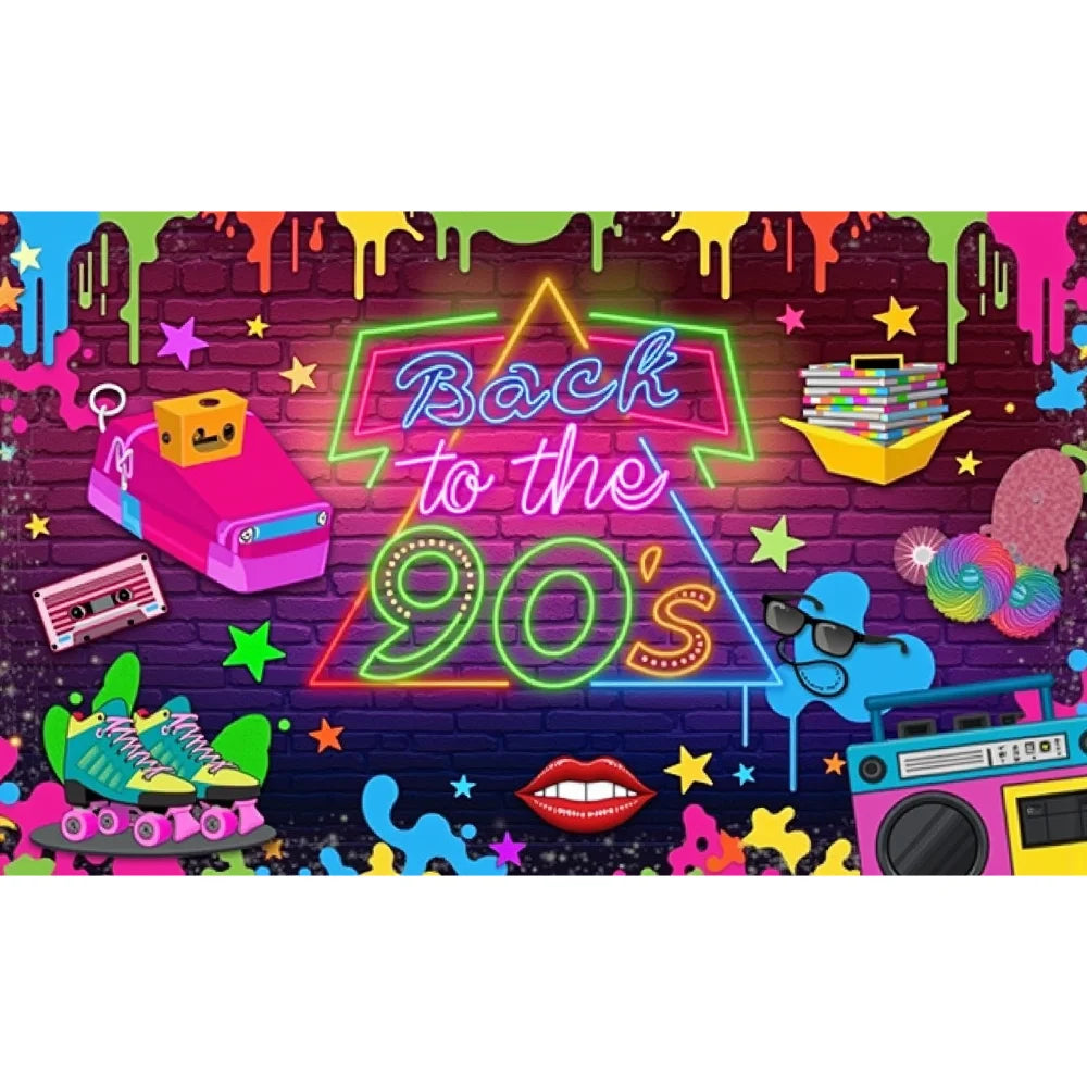 80S 90s Background Decoration Back To The 90s Backdrop Radio Skateboard Graffiti Birthday Party Background Photography Props